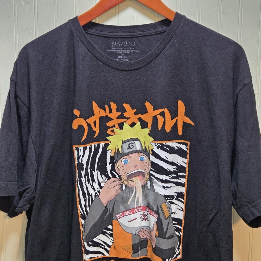Naruto Shirt Mens 2XL Black Ichiraku Ramen Shop Naruto Uzumaki Anime Graphic Tee